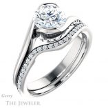 Round Cut Forever One Moissanite Engagement Ring #GTJ927-round-fo-w 6 Round Cut Forever One Moissanite Engagement Ring #GTJ927-round-fo-w