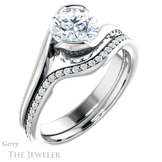 Round Cut Forever One Moissanite Engagement Ring #GTJ927-round-fo-w 6 Round Cut Forever One Moissanite Engagement Ring #GTJ927-round-fo-w