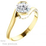 Round Cut Forever One Moissanite Engagement Ring #GTJ927-round-fo-y 4 Round Cut Forever One Moissanite Engagement Ring #GTJ927-round-fo-y
