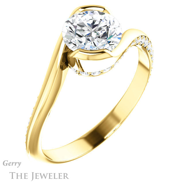 Round Cut Forever One Moissanite Engagement Ring #GTJ927-round-fo-y 4 Round Cut Forever One Moissanite Engagement Ring #GTJ927-round-fo-y