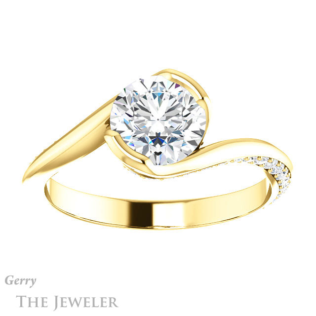 Round Cut Forever One Moissanite Engagement Ring #GTJ927-round-fo-y 1 Round Cut Forever One Moissanite Engagement Ring #GTJ927-round-fo-y