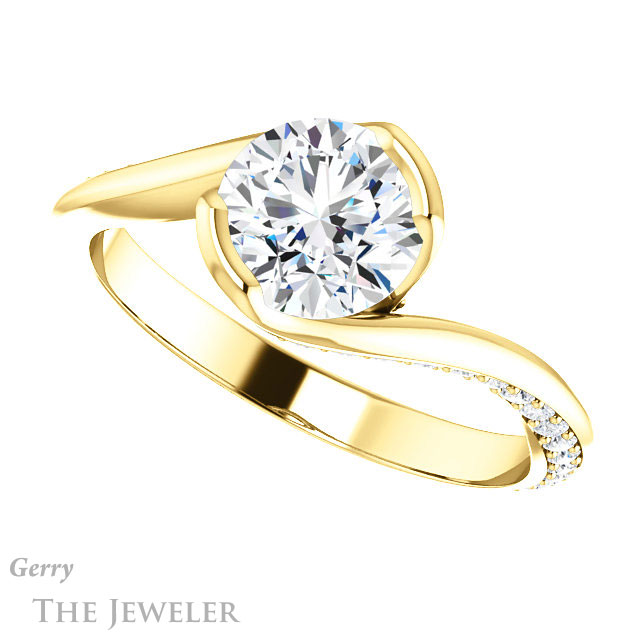 Round Cut Forever One Moissanite Engagement Ring #GTJ927-round-fo-y 5 Round Cut Forever One Moissanite Engagement Ring #GTJ927-round-fo-y