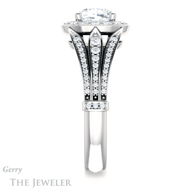 Cushion Cut Forever One Moissanite Engagement Ring #GTJ928-cushion-fo-w 3 Cushion Cut Forever One Moissanite Engagement Ring #GTJ928-cushion-fo-w