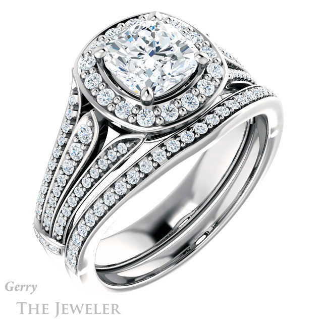 Cushion Cut Forever One Moissanite Engagement Ring #GTJ928-cushion-fo-w 6 Cushion Cut Forever One Moissanite Engagement Ring #GTJ928-cushion-fo-w