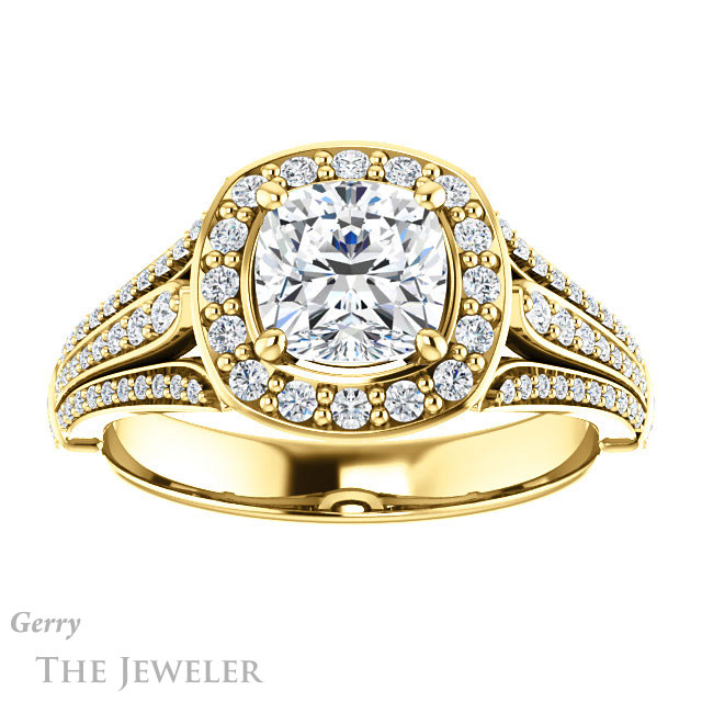 Cushion Cut Forever One Moissanite Engagement Ring #GTJ928-cushion-fo-y
