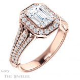 Emerald Cut Forever One Moissanite Engagement Ring #GTJ928-emerald-fb-r 4 Emerald Cut Forever Brilliant Moissanite Engagement Ring #GTJ928-emerald-fb-r