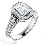 Emerald Cut Forever One Moissanite Engagement Ring #GTJ928-emerald-fb-w 4 Emerald Cut Forever Brilliant Moissanite Engagement Ring #GTJ928-emerald-fb-w