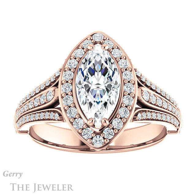 Marquise Cut Forever Brilliant Moissanite Engagement Ring #GTJ928-marquise-fb-r