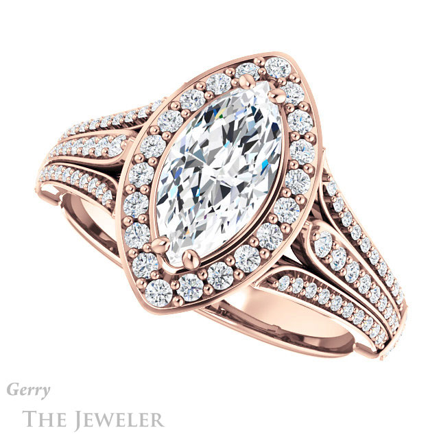 Marquise Cut Forever One Moissanite Engagement Ring #GTJ928-marquise-fb-r 5 Marquise Cut Forever Brilliant Moissanite Engagement Ring #GTJ928-marquise-fb-r
