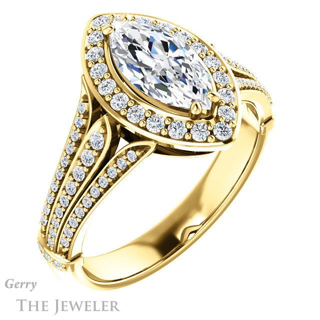 Marquise Cut Forever Brilliant Moissanite Engagement Ring #GTJ928-marquise-fb-y