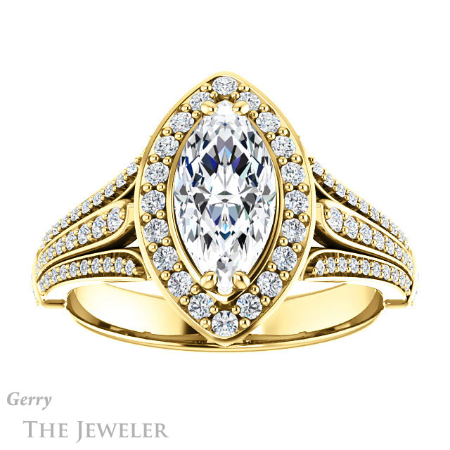 Marquise Cut Forever Brilliant Moissanite Engagement Ring #GTJ928-marquise-fb-y