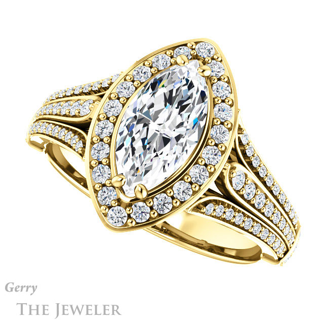 Marquise Cut Forever Brilliant Moissanite Engagement Ring #GTJ928-marquise-fb-y