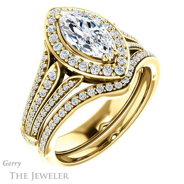 Marquise Cut Forever Brilliant Moissanite Engagement Ring #GTJ928-marquise-fb-y