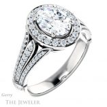 Oval Shaped Forever One Moissanite Engagement Ring #GTJ928-oval-fo-w