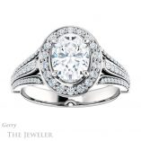Oval Shaped Forever One Moissanite Engagement Ring #GTJ928-oval-fo-w