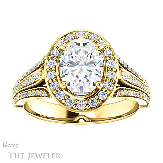 Oval Shaped Forever One Moissanite Engagement Ring #GTJ928-oval-fo-y