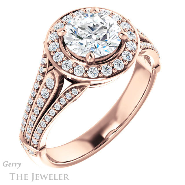 Round Cut Forever One Moissanite Engagement Ring #GTJ928-round-fo-r