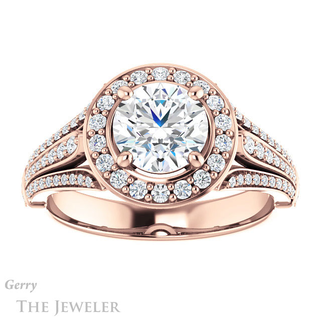 Round Cut Forever One Moissanite Engagement Ring #GTJ928-round-fo-r