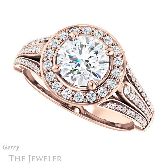 Round Cut Forever One Moissanite Engagement Ring #GTJ928-round-fo-r