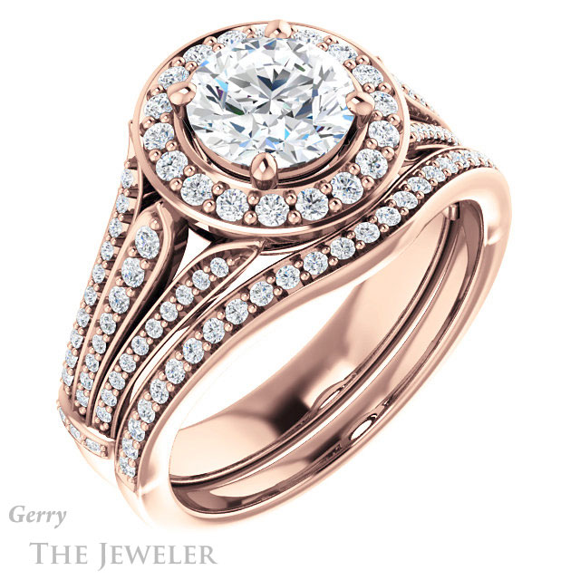 Round Cut Forever One Moissanite Engagement Ring #GTJ928-round-fo-r