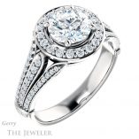 Round Cut Forever One Moissanite Engagement Ring #GTJ928-round-fo-w 4 Round Cut Forever One Moissanite Engagement Ring #GTJ928-round-fo-w