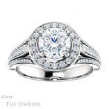 Round Cut Forever One Moissanite Engagement Ring #GTJ928-round-fo-w 1 Round Cut Forever One Moissanite Engagement Ring #GTJ928-round-fo-w