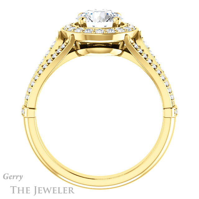 Round Cut Forever One Moissanite Engagement Ring #GTJ928-round-fo-y