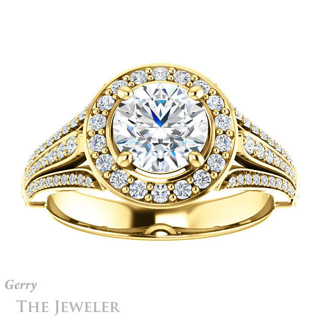 Round Cut Forever One Moissanite Engagement Ring #GTJ928-round-fo-y