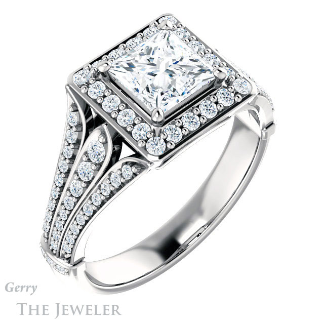 Princess Cut Forever One Moissanite Engagement Ring #GTJ928-square-fo-w
