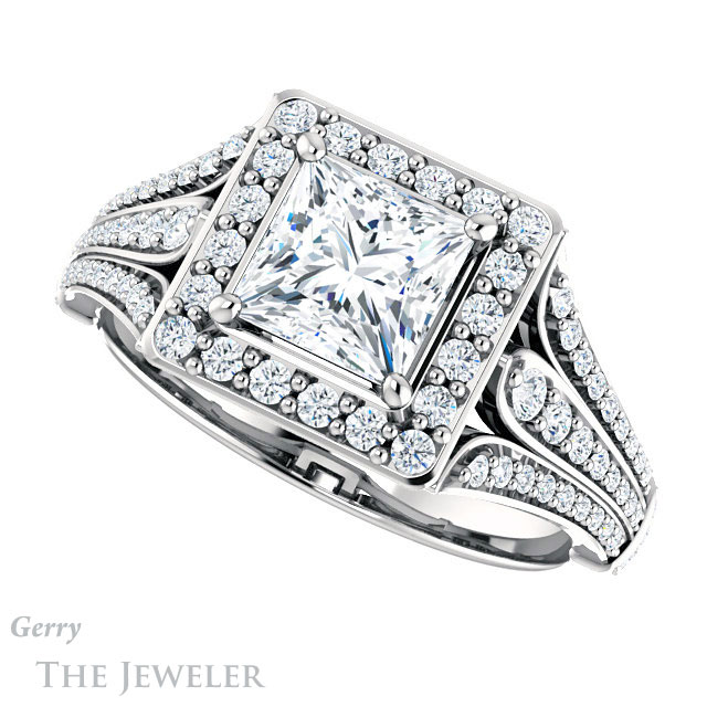 Princess Cut Forever One Moissanite Engagement Ring #GTJ928-square-fo-w