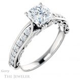 Cushion Cut Forever One Moissanite Engagement Ring #GTJ929-cushion-fo-w 4 Cushion Cut Forever One Moissanite Engagement Ring #GTJ929-cushion-fo-w