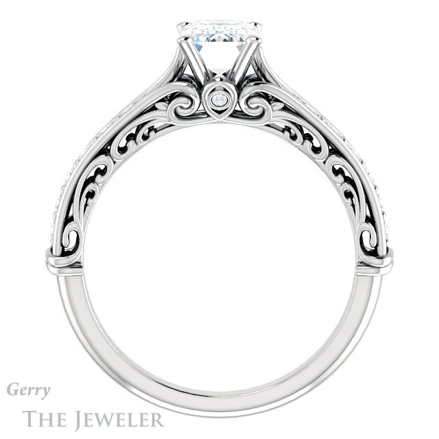 Emerald Cut Forever One Moissanite Engagement Ring #GTJ929-emerald-fb-w 2 Emerald Cut Forever Brilliant Moissanite Engagement Ring #GTJ929-emerald-fb-w
