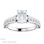 Emerald Cut Forever One Moissanite Engagement Ring #GTJ929-emerald-fb-w 1 Emerald Cut Forever Brilliant Moissanite Engagement Ring #GTJ929-emerald-fb-w