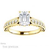 Emerald Cut Forever One Moissanite Engagement Ring #GTJ929-emerald-fb-y 1 Emerald Cut Forever Brilliant Moissanite Engagement Ring #GTJ929-emerald-fb-y