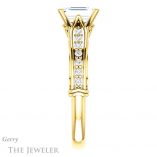 Emerald Cut Forever One Moissanite Engagement Ring #GTJ929-emerald-fb-y 3 Emerald Cut Forever Brilliant Moissanite Engagement Ring #GTJ929-emerald-fb-y