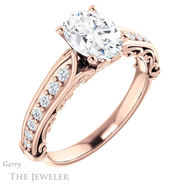 Oval Shaped Forever One Moissanite Engagement Ring #GTJ929-oval-fo-r 4 Oval Shaped Forever One Moissanite Engagement Ring #GTJ929-oval-fo-r