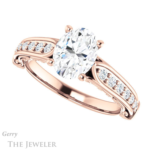 Oval Shaped Forever One Moissanite Engagement Ring #GTJ929-oval-fo-r 5 Oval Shaped Forever One Moissanite Engagement Ring #GTJ929-oval-fo-r