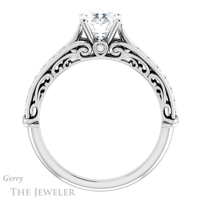 Oval Shaped Forever One Moissanite Engagement Ring #GTJ929-oval-fo-w