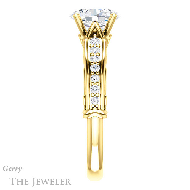 Oval Shaped Forever One Moissanite Engagement Ring #GTJ929-oval-fo-y 3 Oval Shaped Forever One Moissanite Engagement Ring #GTJ929-oval-fo-y