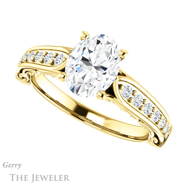 Oval Shaped Forever One Moissanite Engagement Ring #GTJ929-oval-fo-y 5 Oval Shaped Forever One Moissanite Engagement Ring #GTJ929-oval-fo-y