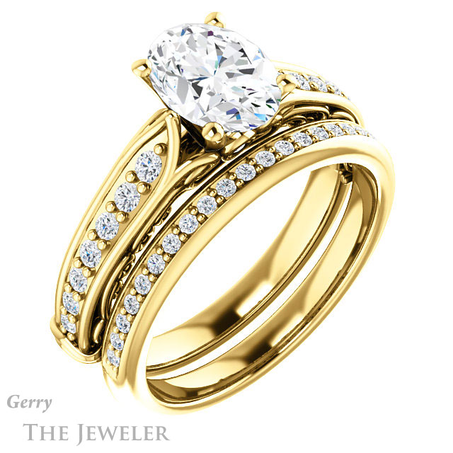 Oval Shaped Forever One Moissanite Engagement Ring #GTJ929-oval-fo-y 6 Oval Shaped Forever One Moissanite Engagement Ring #GTJ929-oval-fo-y