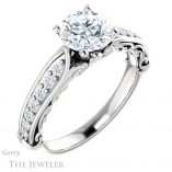 Round Cut Forever One Moissanite Engagement Ring #GTJ929-round-fo-w 4 Round Cut Forever One Moissanite Engagement Ring #GTJ929-round-fo-w