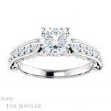 Round Cut Forever One Moissanite Engagement Ring #GTJ929-round-fo-w 1 Round Cut Forever One Moissanite Engagement Ring #GTJ929-round-fo-w
