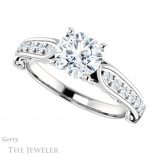 Round Cut Forever One Moissanite Engagement Ring #GTJ929-round-fo-w 5 Round Cut Forever One Moissanite Engagement Ring #GTJ929-round-fo-w
