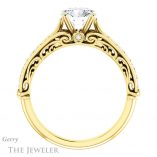 Round Cut Forever One Moissanite Engagement Ring #GTJ929-round-fo-y