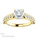 Round Cut Forever One Moissanite Engagement Ring #GTJ929-round-fo-y
