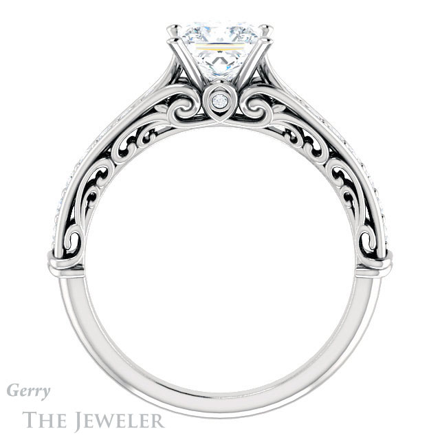 Princess Cut Forever One Moissanite Engagement Ring #GTJ929-square-fo-w