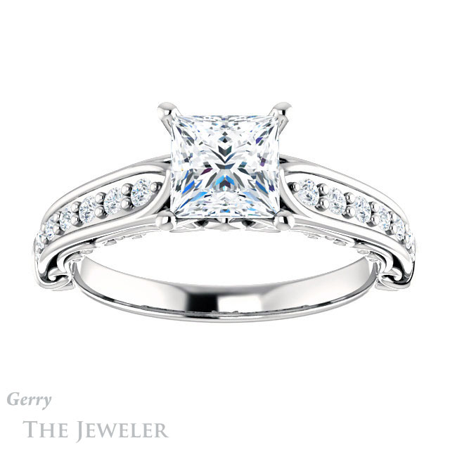Princess Cut Forever One Moissanite Engagement Ring #GTJ929-square-fo-w