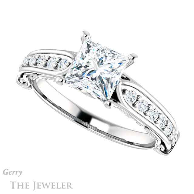 Princess Cut Forever One Moissanite Engagement Ring #GTJ929-square-fo-w