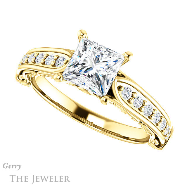 Princess Cut Forever One Moissanite Engagement Ring #GTJ929-square-fo-y 5 Princess Cut Forever One Moissanite Engagement Ring #GTJ929-square-fo-y